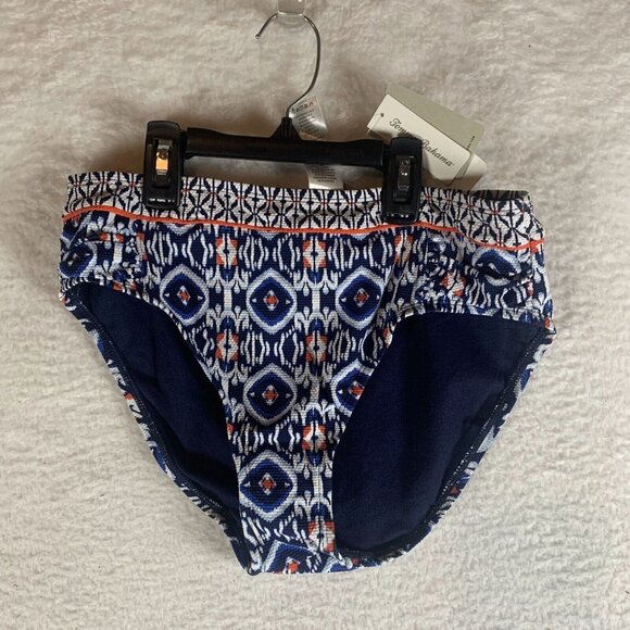 Tommy‎ Bahama Shirred Bikini Bottoms Women's Small Blue Ikat Print Stretch S9810 - Picture 1 of 7
